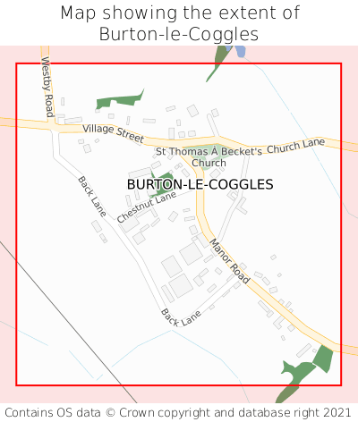 Map showing extent of Burton-le-Coggles as bounding box