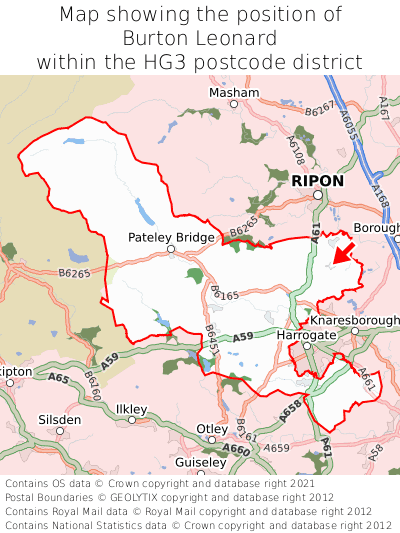 Map showing location of Burton Leonard within HG3