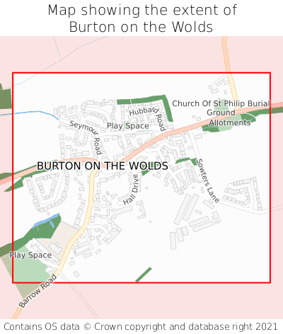 Map showing extent of Burton on the Wolds as bounding box