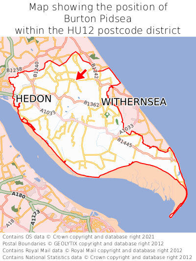 Map showing location of Burton Pidsea within HU12