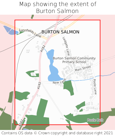 Map showing extent of Burton Salmon as bounding box