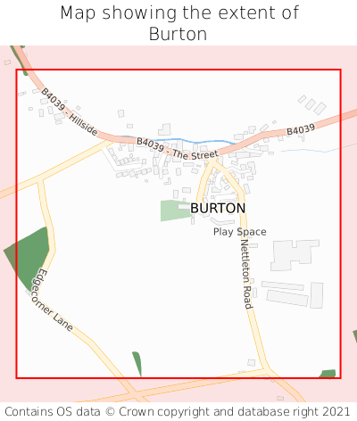 Map showing extent of Burton as bounding box