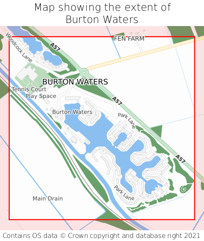 Map showing extent of Burton Waters as bounding box