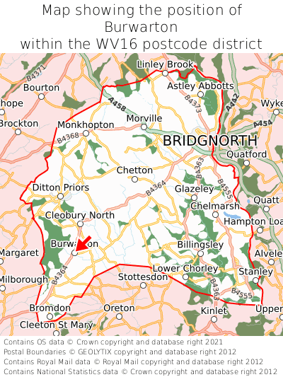 Map showing location of Burwarton within WV16