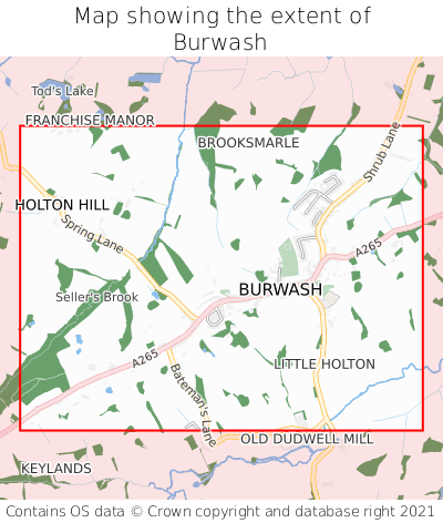 Map showing extent of Burwash as bounding box
