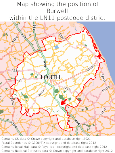 Map showing location of Burwell within LN11