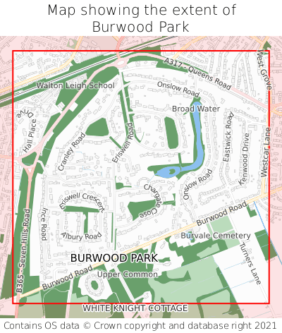 Map showing extent of Burwood Park as bounding box