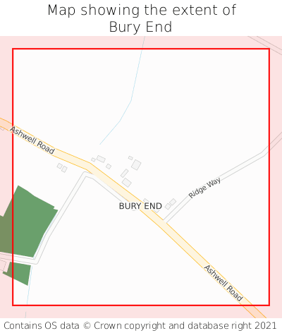 Map showing extent of Bury End as bounding box