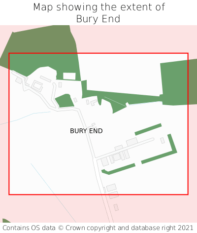 Map showing extent of Bury End as bounding box