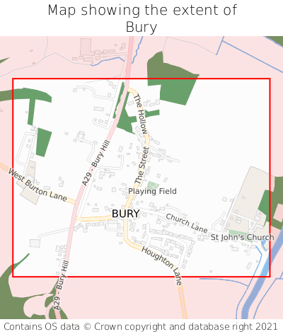 Map showing extent of Bury as bounding box