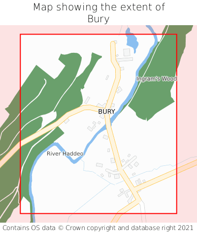 Map showing extent of Bury as bounding box