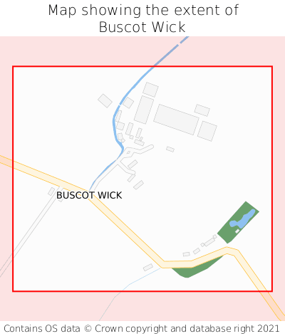 Map showing extent of Buscot Wick as bounding box
