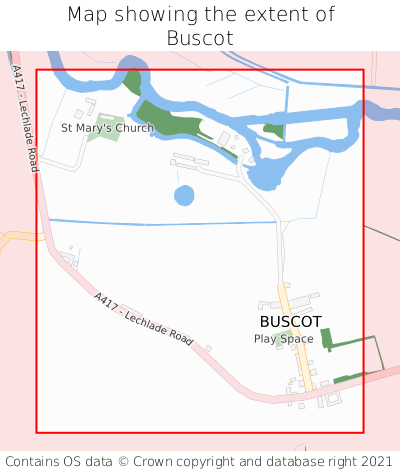 Map showing extent of Buscot as bounding box