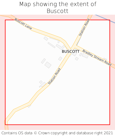 Map showing extent of Buscott as bounding box