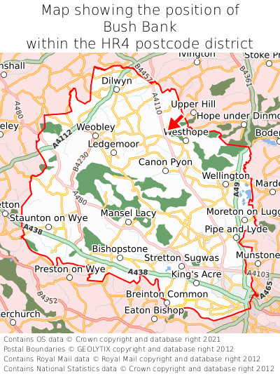 Map showing location of Bush Bank within HR4