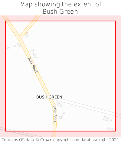 Map showing extent of Bush Green as bounding box