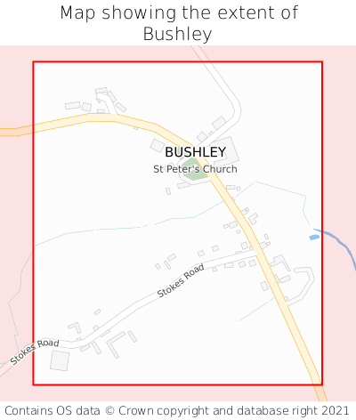 Map showing extent of Bushley as bounding box