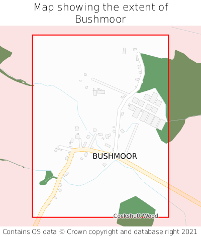 Map showing extent of Bushmoor as bounding box