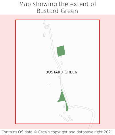 Map showing extent of Bustard Green as bounding box