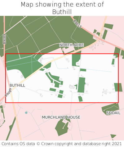 Map showing extent of Buthill as bounding box