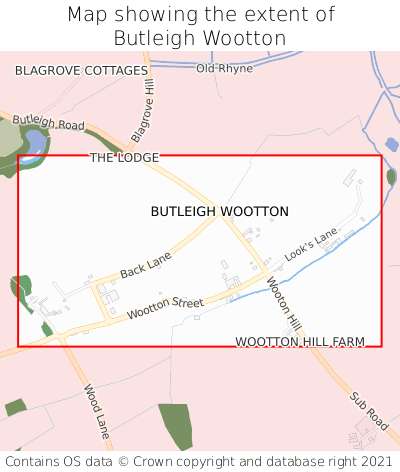 Map showing extent of Butleigh Wootton as bounding box
