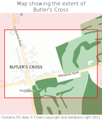 Map showing extent of Butler's Cross as bounding box