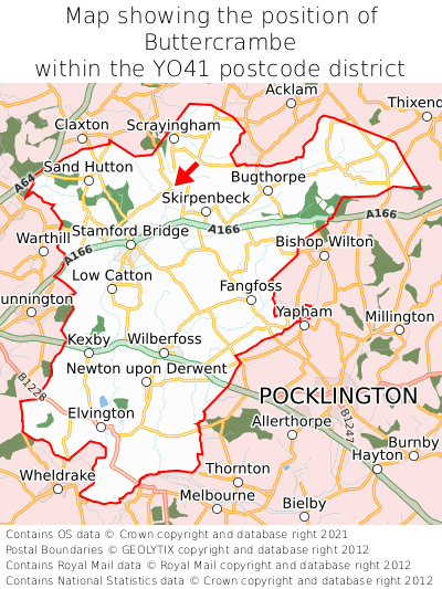 Map showing location of Buttercrambe within YO41