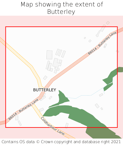 Map showing extent of Butterley as bounding box