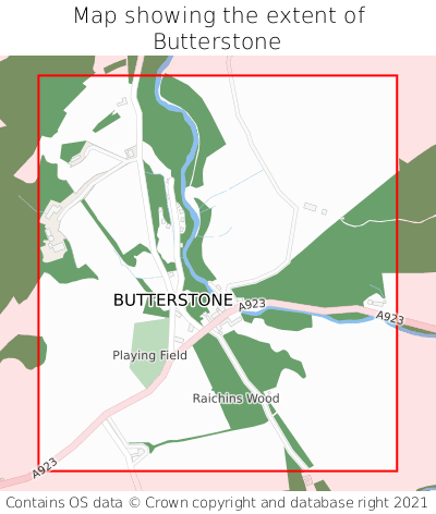 Map showing extent of Butterstone as bounding box