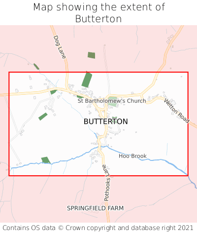Map showing extent of Butterton as bounding box