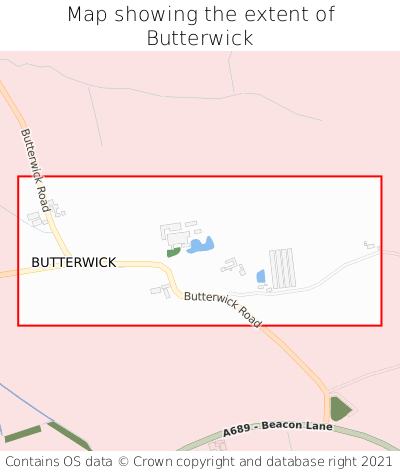 Map showing extent of Butterwick as bounding box