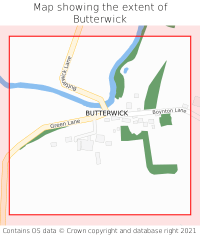 Map showing extent of Butterwick as bounding box