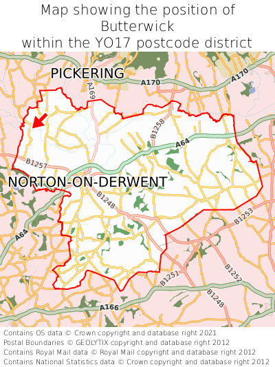 Map showing location of Butterwick within YO17