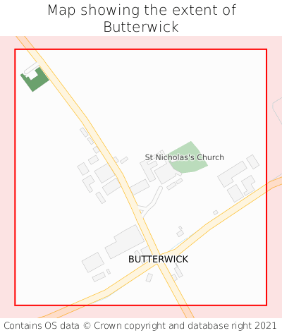 Map showing extent of Butterwick as bounding box