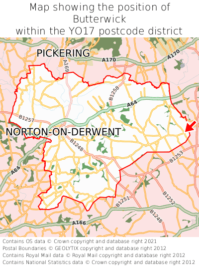 Map showing location of Butterwick within YO17