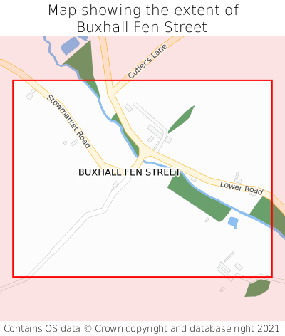 Map showing extent of Buxhall Fen Street as bounding box
