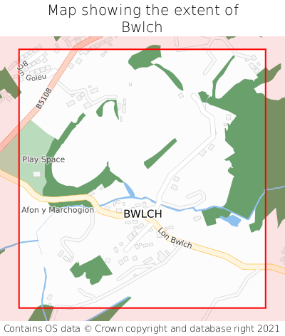 Map showing extent of Bwlch as bounding box