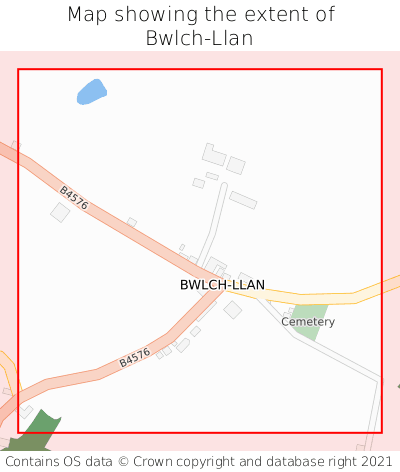 Map showing extent of Bwlch-Llan as bounding box