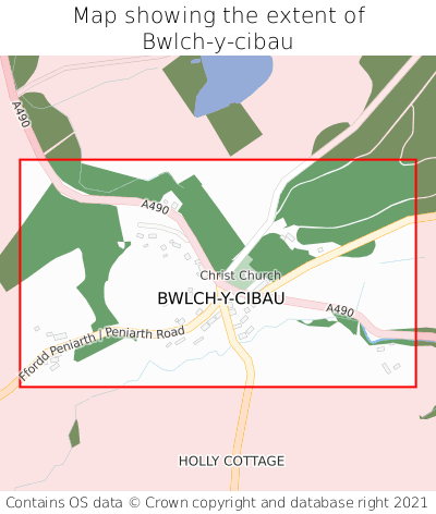 Map showing extent of Bwlch-y-cibau as bounding box