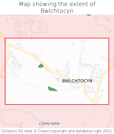 Map showing extent of Bwlchtocyn as bounding box