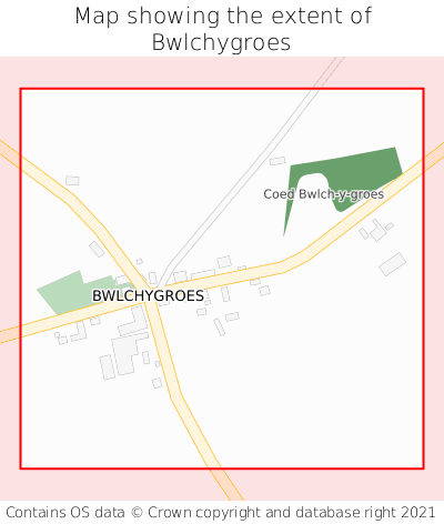 Map showing extent of Bwlchygroes as bounding box