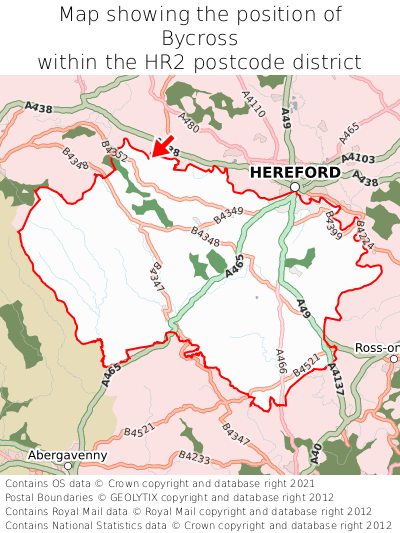 Map showing location of Bycross within HR2