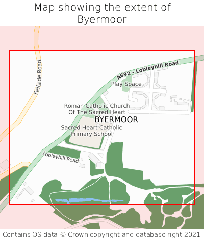 Map showing extent of Byermoor as bounding box