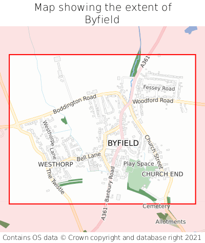 Map showing extent of Byfield as bounding box