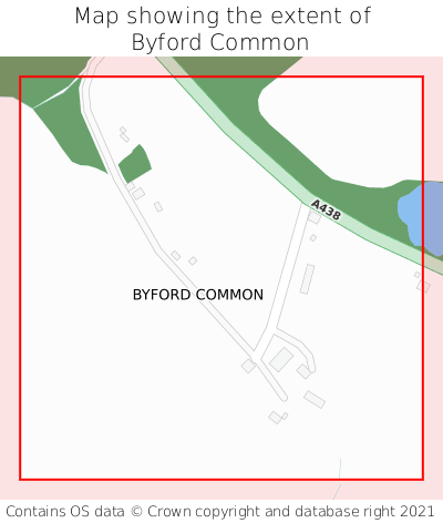 Map showing extent of Byford Common as bounding box
