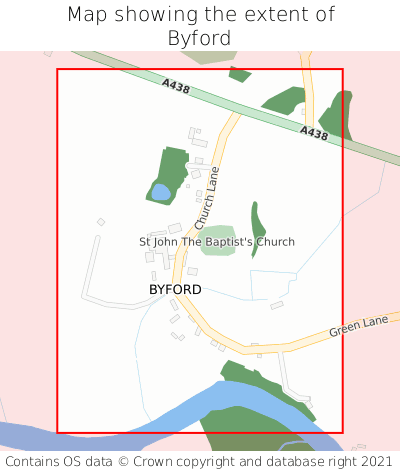 Map showing extent of Byford as bounding box