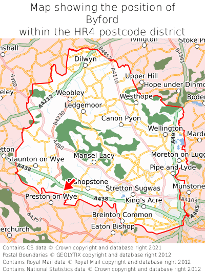 Map showing location of Byford within HR4