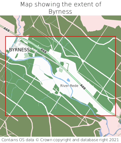 Map showing extent of Byrness as bounding box