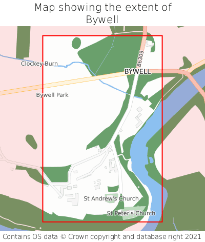 Map showing extent of Bywell as bounding box