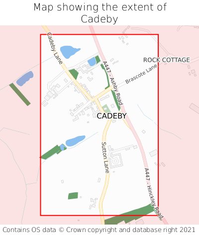 Map showing extent of Cadeby as bounding box